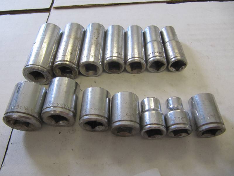 lot 711 image: Lot of (13) BlackHawk Sockets 38 Drive Deep and Shadow Sockets (SHOP TOOLS)