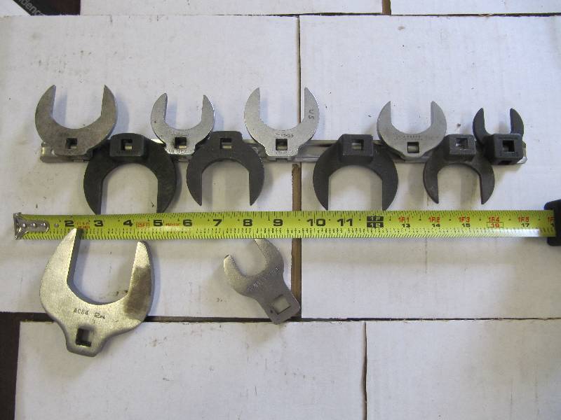 lot 731 image: 38 & 12 Inch Drive Crows Foot  Snap -On & AN sizes 1 114. 1 34 , 1 316 , 1 12, 1 916 , 1 38 , 1 716 , 1516.  1, 2   (Shop Tools)