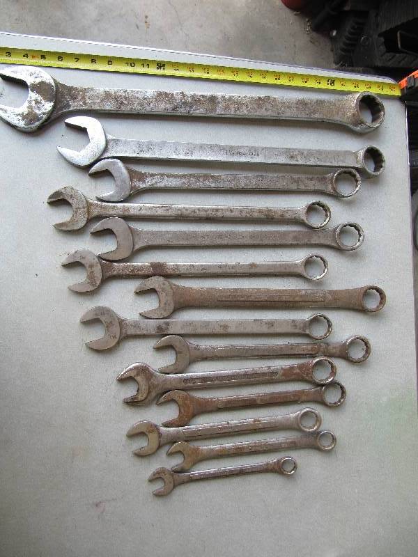lot 753 image: Lot of 14 Various Makes Wrenches  1 34 to 78  (SHOP TOOLS )