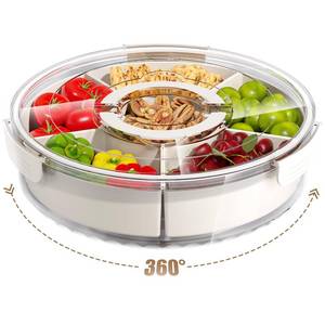 lot 1448 image: Divided Serving Tray with Lid and Handle,Large Snack Spinner,Snackle Box Container, Multi-Purpose Food Platter for Charcuterie Veggie Fruit, Taco Tuesday Movie Night Travel Beach Picnic Essentials
