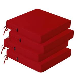 lot 1462 image: idee-home Outdoor Chair Cushions Set of 4, Waterproof Outdoor Seat Cushions for Patio Furniture, Outside Replacement Chair Pad with Ties for Lawn Deck Porch, 19 x 19 Red
