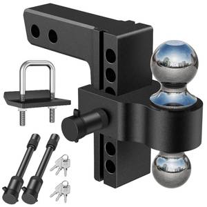lot 1463 image: Kohree 6 Inch Adjustable Trailer Hitch Fit 2 Inch Receiver, Dual Solid Ball 2 and 2-516in(12,500 LBS GTW), Drop and Rise Heavy Duty Aluminum Tow Hitch with 2in Hitch Tightener and 2 Locking Hitch Pinin