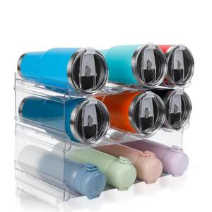 lot 1464 image: spospo Stackable Water Bottle Organizer, Large Compartment Water Bottle Holder, 3 Tier Water Bottle Organizer for Cabinet, Water Bottle Rack for Kitchen Organization and Storage - Hold 12 Bottles