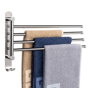 lot 1465 image: NearMoon Swivel Towel Rack, Thicken SUS304 Stainless Steel 4-Arm Towel Bar, Space Saving Wall Mounted Towel Holder with Hook, Rustproof Swing Out Towel Hanger for Bathroom, Kitchen (Chrome Finish)
