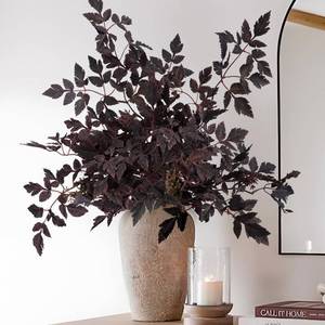 lot 1473 image: Fall Decorations for Home - Fall Deals Set of 6 32 Artificial Plum Purple Cimicifuga Ramosa Leaves - Fall Floral Stems for Vase Decor - Autumn Harvest Halloween Decoration for Indoor Wedding Roomin