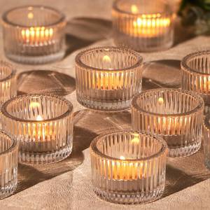 lot 1474 image: HAVITI  Clear Tealight Candle Holders, Glass Votive Candle Holders for Fall Wedding Table Centerpiece, Home Decor and Party Supplies