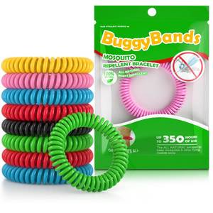 lot 1476 image: BuggyBands 48 Pack Mosquito Repellent Bracelets, Individually Wrapped, DEET Free, Natural and Waterproof Bands