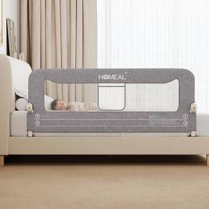 lot 1479 image: HOMEAL Bed Rail for Toddlers, 59in Swing Down Baby Bed Rail Guard, Toddler Bed Rails for King Size Beds, Twin, Full, Queen, Bed Guard Rail for Toddlers, Grey