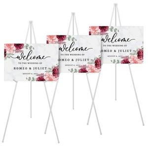 lot 1480 image: ARTASY 63 Easel Stand for Wedding Signs, Posters, Portable Artist Easel for Painting Canvas, Tripod for Home and Office, Supports 5 lbs-White 3Packin