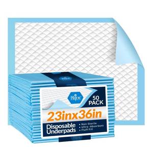 lot 1488 image: MED PRIDE Disposable Chux Pads 23in X 36in, Super Absorbent Bed Pads for Incontinence, Underpads for Adults, Kids, Pets (50 Count (Pack of 1) BlueWhite)