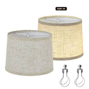 lot 1489 image: ONEXT Pack 2 Replacement Fabric Shade 9 Top x 10in Bottom x 7-12in High (Spider) Linen Oatmeal Warm Colorin
