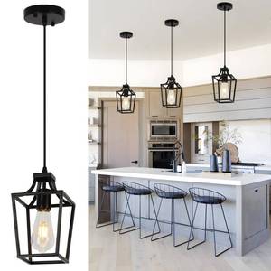 lot 1491 image: foucasal Lantern Pendant Light Black Pendant Lights for Kitchen Island Mini Pendant Light Fixture, Adjustable Wire Farmhouse Pendant Lighting for Dining Room Kitchen Foyer Hallway Bedroom