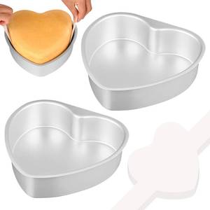 lot 1494 image: HUAKENER 8 Inch Heart Cake Pan, Set of 2 Heart Shaped Cake Pans with 60 Pieces Parchment Paper, Non-stick Cake Baking Pans for Kitchen Birthday Wedding