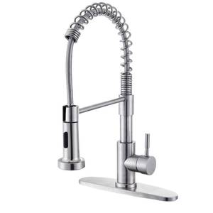 lot 1511 image: RICINUN Kitchen Faucet with Pull Down Sprayer, Brushed Nickel Stainless Steel Faucet for 1 or 3 Hole, Single Handle Pull Out Spring Kitchen Sink Faucet for Laundry Utility Rv Wet Bar