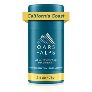 lot 2193 image: Oars  Alps Natural Deodorant for Men and Women, Aluminum Free Deodorant for Men, Dermatologist Tested, Clean Ingredients, Non Toxic, Vegan, Long Lasting, Odor Protection, California Coast, 1pk, 2.6oz