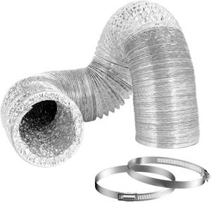 lot 2207 image: 5 Inch Duct 5 Feet, HonandGuan Flexible Dryer Vent Hose For Tight Space Dryer Exhaust Hose Aluminum Duct For Heating and Cooling Ventilation-with 2 Clamps