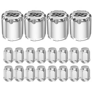 lot 2208 image: CLUBRALLY Chrome Golf Cart Center Caps and Wheel Lug Nuts Kit, 4 PCS ITP SS Wheel Hub Cap and 16 PCS Lug Nut for EZGO, Club Car
