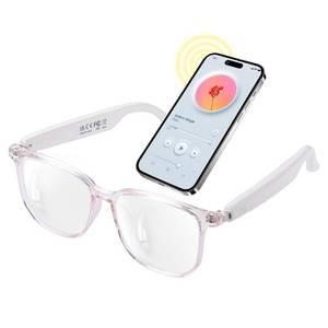 lot 2219 image: GenXenon Smart Glasses for Women, Clear Frame Blue Light Glasses, Magnetic Charging, Open-Ear Design, Voice Assistant, Bluetooth Glasses with Speakers, Audio Eyeglasses for Working Gaming (GS03-C)
