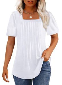 lot 2261 image: Plus Size Womens Clothing Fashion Summer Outfits Beach Vacation Clothes Oversized Dressy Casual Blouses T Shirts Loose Fitting White Tops XXL