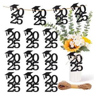 lot 2291 image: 24PCS Cutouts Tags Graduation Decorations Class of 2025 Cap, Table Centerpiece Grad Party Decorations 2025 Party Tags for Table Congrats Grad Decor, 2025 graduation decorations (Black)