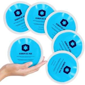 lot 2292 image: ICEWRAPS Round Ice Packs for Injuries Reusable, Hot and Cold Gel Ice Packs for Injuries, Hot and Warm Compress Soft and Flexible, Fast Relief and Recovery - Pack of 5 - Blue