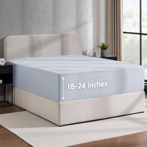 lot 2296 image: Nestl Ice Blue Extra Deep Pocket Fitted Sheet Queen, Hotel Luxury Queen Fitted Sheet Only Easily Fits 18 to 24 Inch Mattress, Super Soft, Wrinkle-Free, and Breathable Bottom Sheets with Corner Straps
