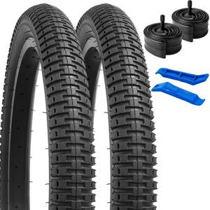 lot 2298 image: YUNSCM 2-PCS 20 Bike Tires 20x2.2557-406 and 20in Heavy Duty Bike Tubes Schrader Valve Compatible with 20x2.20 20 x 2.25 20x2.3 20x2.30 All-Terrain Directional Tread Bicycle Tires and Tubes (Y-1031)in