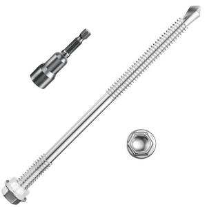 lot 2303 image: Wensilon (50Pcs)#145 Hex Washer Head Self Drilling Screws, 410 Stainless Steel Metal SheetScrewsTEK Screws, Self Tapping Screws,Extensions Extra Longin