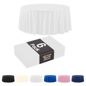 lot 2309 image: Exquisite Party Solids 6 Pack White Plastic Table Cloth - 120 Inch Round Disposable Tablecloth for Parties - Round Tablecloth - Disposable Table Cloths for Parties
