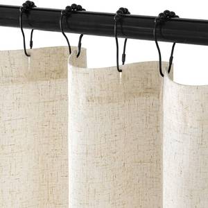 lot 2353 image: MIULEE Extra Long Linen Shower Curtain 90 Inches with 12 Metal Hooks Boho Farmhouse Heavy Buttonhole Fabric Shower Curtain Set Waterproof Thick Cloth Neutral Curtains for Bathroom W72L90, Natural