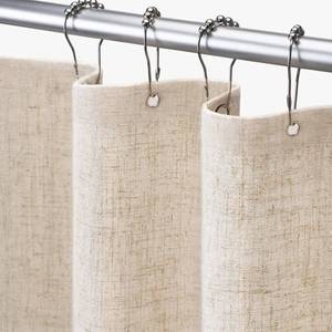 lot 2360 image: Awellife 90 Inch Extra Long Linen Shower Curtain Beige Boho Farmhouse Shower Curtains for Bathroom Fabric Cream Cloth Liner, Extra Long 72 W x 90in Lin
