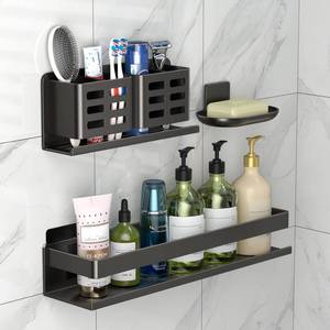 lot 2366 image: YESENT Shower Shelf 3 Pack - Bathroom Shower Shelf Rust-Proof Aluminum Adhesive Installation No Drilling Required, Suitable for Bathroom Storage and Home Decoration