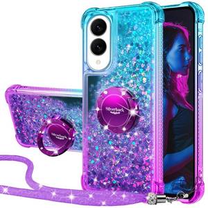 lot 2368 image: Silverback for Samsung Galaxy S25 Edge Case with Ring, Women Girls Bling Holographic Sparkle Glitter Cute Cover,Diamond Ring Protective Phone Case for Galaxy S25 Edge - Purple