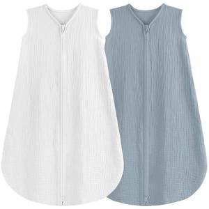 lot 2372 image: BSTOPPT 2 Pack Baby Sleep Sack 18-24 Months 100percent Organic Cotton Muslin Baby Sleeping Bag 2-Way Zipper Toddler Wearable Blankets Comfy Stretchy Thin Sleep Sacks