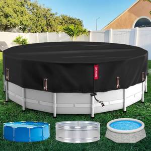 lot 2379 image: QH.HOME 8 Ft Round Pool Cover, Stock Tank Pool Cover Protector with Solar Pool Cover, One-Piece Tear Resistant Pool Cover for Above Ground Pools, Windproof and Dustproof Swimming Pool Cover