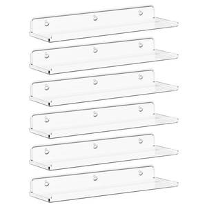 lot 5383 image: Lifewit Floating Shelves for Wall, 6 Pack 15 Clear Acrylic Shelf Room Decor for BookFiguresPhotoMakeup in Bathroom, Book Shelf, Living Room, Bedroom, Kitchen Storage and Organizationin