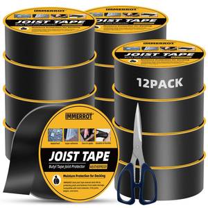 lot 5391 image: IMMERROT 12 Pack Joist Tape for Decking 1-58 x 50ft Weather-Resistant Butyl Joist Tape, Self Adhesive Deck Flashing Tape for Wood Decks Beams Roof, 1-58 inch x 50 feetin