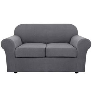lot 5397 image: H.VERSAILTEX 3 Piece Stretch Sofa Covers for 2 Cushion Loveseat Couch Covers for Living Room Furniture Cover (Base Cover Plus 2 Seat Cushion Covers) Thicker Jacquard Fabric(Medium Sofa, Grey)
