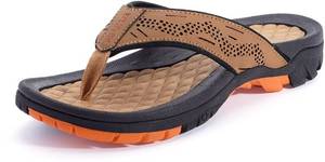 lot 5399 image: WHITIN Menfts Outdoor Waterproof Flip Flops Thong Sandals with Arch Support Size 10 Slip Resistant Sandles Indoor Athletic Slides Beach Dark Brown 44
