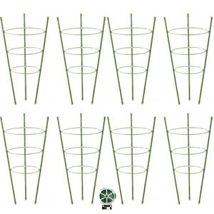lot 5401 image: JCKHXG 8 Pack Tomato Cage, 18 inches Plant Support Cages for Garden, Upgrade Garden Plant Stakes with Adjustable Rings, Plants Trellis for Tomato, Flower, Climbing Plants, with Twist Tie