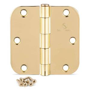 lot 5416 image: Door Hinges Polished Brass 3.5 Inch Interior Hinges 58 Radius - 18 Packin