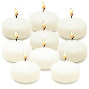 lot 5425 image: A12 Pack Smokeless Floating Candles, 3 Inch Ivory Odorless No Drip Wax Burning Candles for Weddings, Birthdays, Holidays and Home Decor