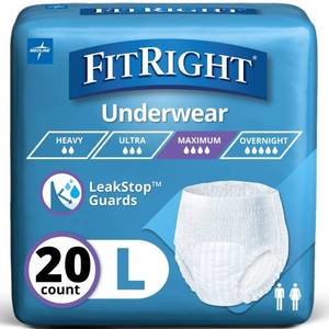 lot 5427 image: FitRight Super Protective Unisex Incontinence Underwear, Maximum Absorbency, Large (40-56 Inch Waist), Dependable Comfort and Leak Protection, 20 Count