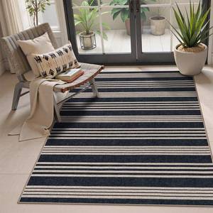 lot 5431 image: Lahome Striped Easy Jute Washable Rug, 3x5 Outdoor Patio Entryway Rug Indoor Outdoor Carpet for Living Room, Farmhouse Neutral Non Slip Black Carpet for Backyard Bedroom Kitchen