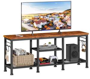 lot 5434 image: Furologee TV Stand for TVs up to 55 Inch, Entertainment Center with Open Storage Shelves, Media Console Table with Soundbar Shelf for Living Room, Bedroom, Rustic Brown