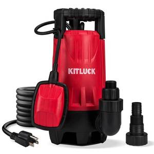 lot 5437 image: Sump Pump, 1HP 3500GPH Submersible Water Pump with Float Switch, 20ft Rubber Cord, Portable Handle, Sump Pump for Pool Draining, Remove CleanDirty Water for Flood Basement, Pond, Tub
