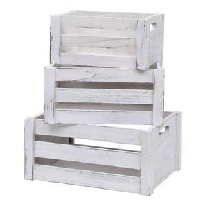 lot 5440 image: Bisaten Large Vintage Black Wooden Crates for Display, Set of 3 With Handles, Rustic Handmade Boxes for Storage, Solid Decorative Boxes (Rustic White)