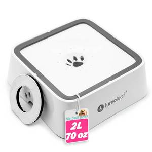 lot 5442 image: LumoLeaf No Spill Water Bowl for Dogs with Filter, 70oz2L, Slow Feeder for Messy Drinkers, Drip-Free and Splash-Proof Design (White 70 fl oz)