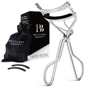lot 6255 image: Brilliant Beauty Eyelash Curler with Satin Bag and Refill Pads - Award Winning - No Pinching, Just Dramatically Curled Eyelashes and Lash Line in Seconds - Get Gorgeous Eye Lashes Now (Platinum)