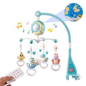 lot 9643 image: Mini Tudou Baby Musical Mobile Crib with Music and Lights, Timing Function, Projection, Take-Along Rattle and Music Box for Babies Boy Girl Toddler Sleep